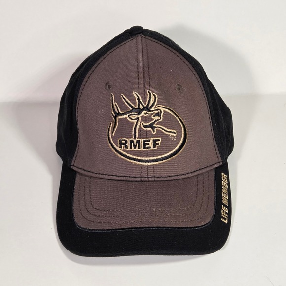 Rocky Mountain Elk Foundation Other - RMEF Rocky Mountain Elk Foundation Hat Life Member Cap Black Brown Leather Strap